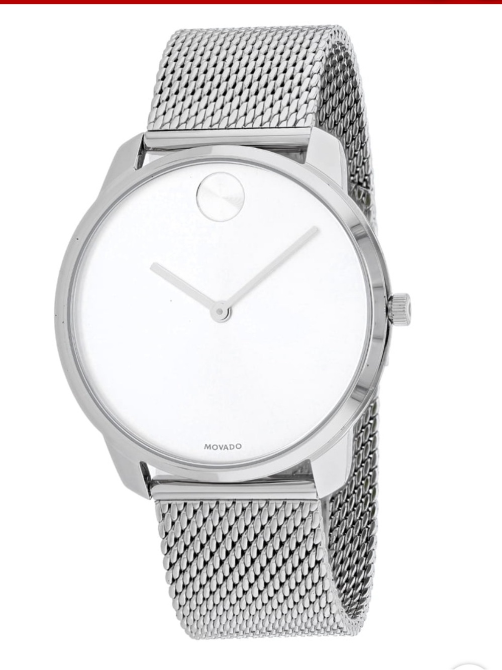 Movado Silver Mesh Bracelet Watch with White Dial  (Model 3600260)